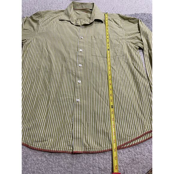 Tommy Bahama Indigo Palms Denim Mens XL Button Up Shirt Chartreuse White Stripes - Picture 2 of 10